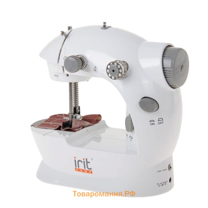 Швейная машина Irit IRP-01, 9 Вт, полуавтомат, от батареек/сети, бело-серая