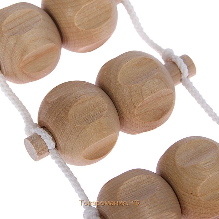 Массажёр - лента, деревянный, шариковый, 2,5 × 6,8 × 122,5 см, 10 звеньев