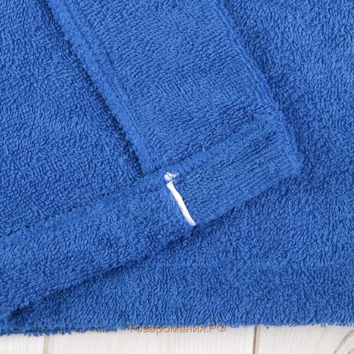 Халат мужской, шалька+кант, размер 48, цвет синий, махра