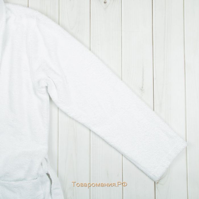 Халат мужской, шалька, размер 54, цвет белый, махра