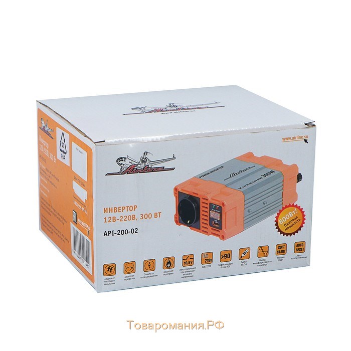 Инвертор 12-220 В, 300 Вт Airline API-200-02