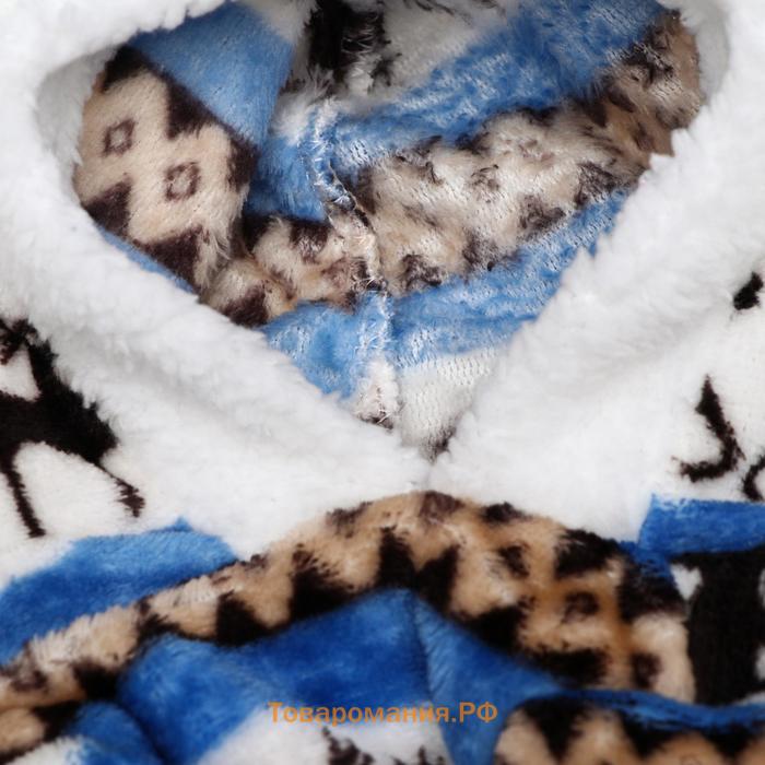 Комбинезон "Олени" с капюшоном, размер S (ДС 25 см, ОГ 35 см, ОШ 25 см), голубой