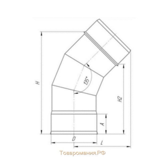 Отвод 135°, d 150 мм, нержавейка 1.0 мм