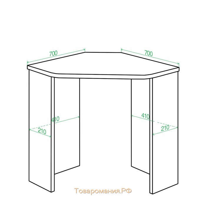 Угловой стол, 700 × 700 × 770 мм, цвет белый жемчуг