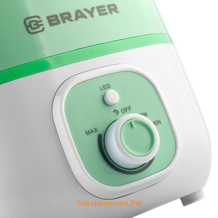 Увлажнитель воздуха BRAYER BR4700GN, ультразвуковой, 25 Вт, 4 л, 25 м2, зелёный