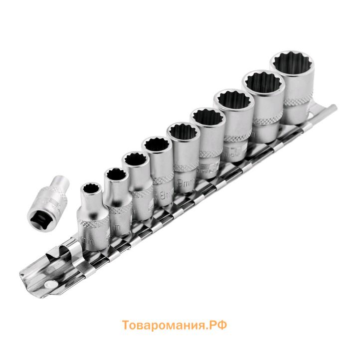 Набор торцевых головок STELS 13606, 1/4", двенадцатигранные, CrV, 4-13 мм, 10 шт.