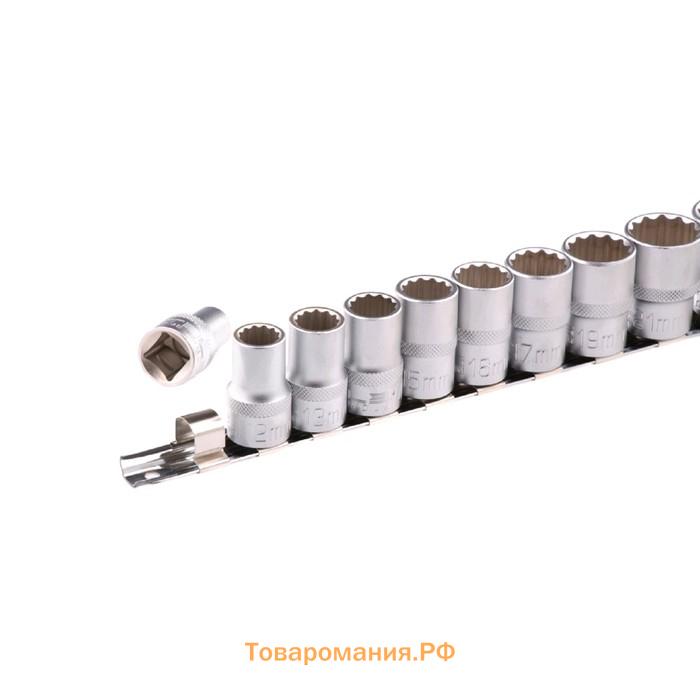 Набор торцевых головок STELS 13638, 1/2", двенадцатигранные, CrV, 10-22 мм, 10 шт.