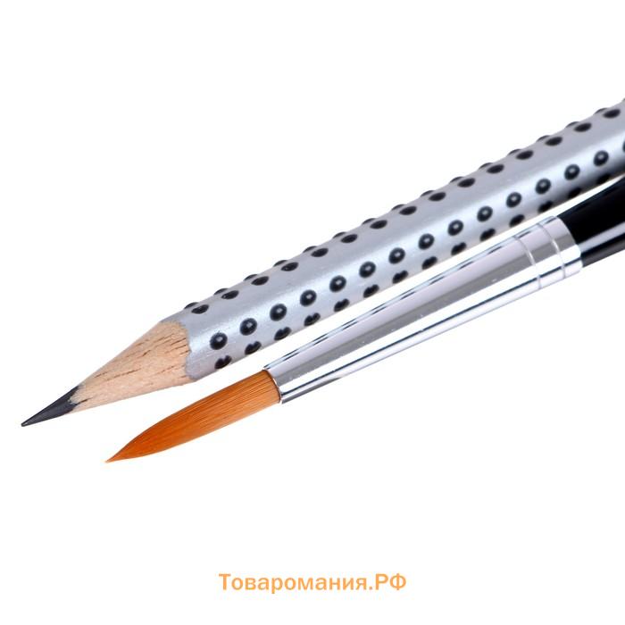 Карандаши цветные акварельные 48 цветов Faber-Castell GRIP 2001, трёхгранные с массажными шашечками, дополнительно: кисть, точилка, карандаш чернографитный, в металлическом пенале