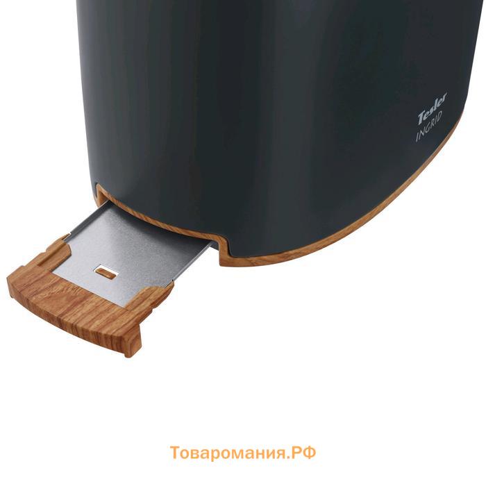 Тостер Tesler TT-240 GREY, 815 Вт, 2 тоста, 6 режимов прожарки, разморозка, серый