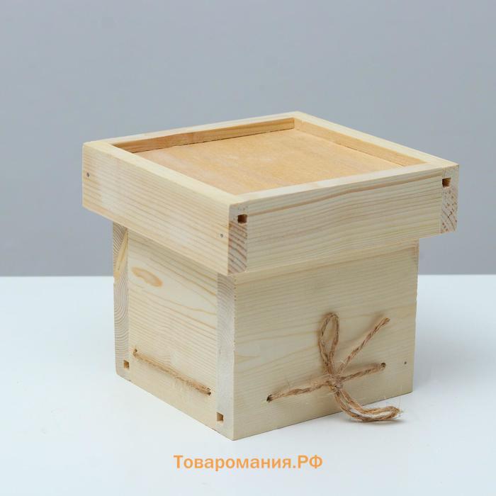 Кашпо подарочное 11×11×11 см деревянное, с крышкой