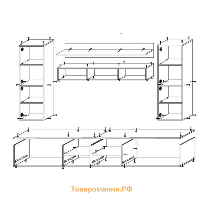 Гостиная Жак, 2800х450х2200, Белый глянец МДФ/ Белый ЛДСП