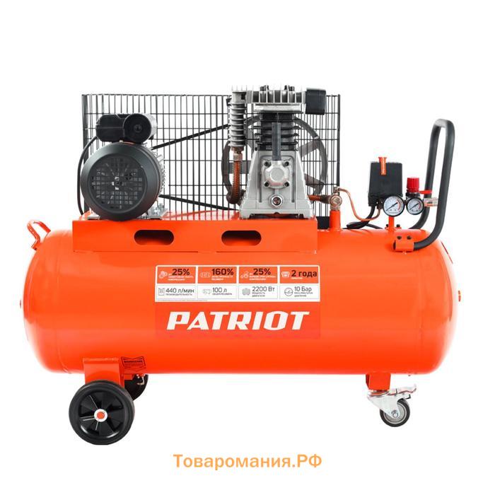 Компрессор поршневой ременной Patriot PTR100-440I, 2200 Вт, 10 бар, 440 л/мин, 100 л