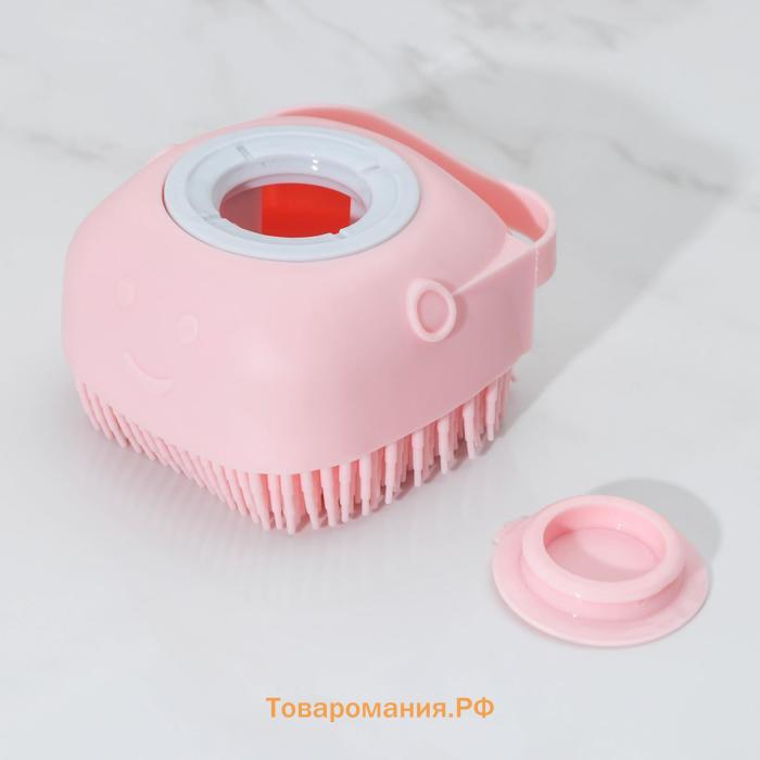 Щётка силиконовая с ёмкостью для мыла , МИКС