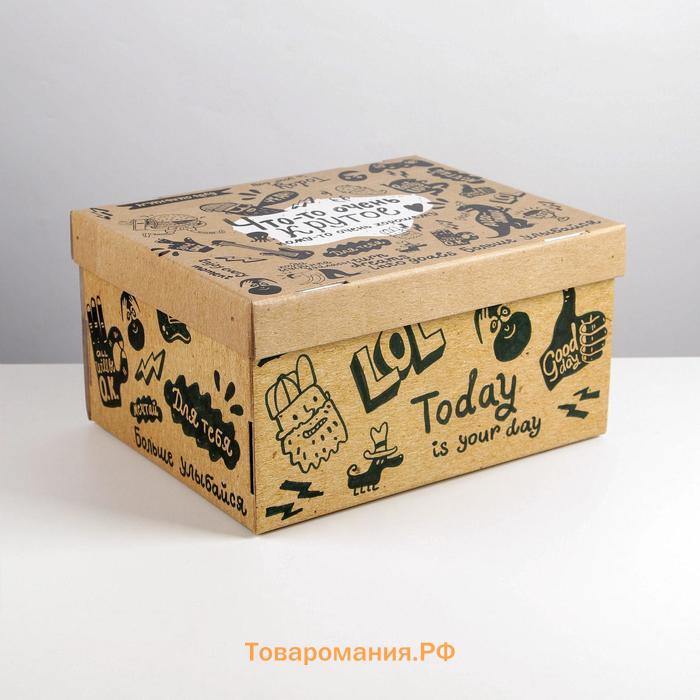 Коробка подарочная складная, упаковка, «Крафт», 31,2 х 25,6 х 16,1 см