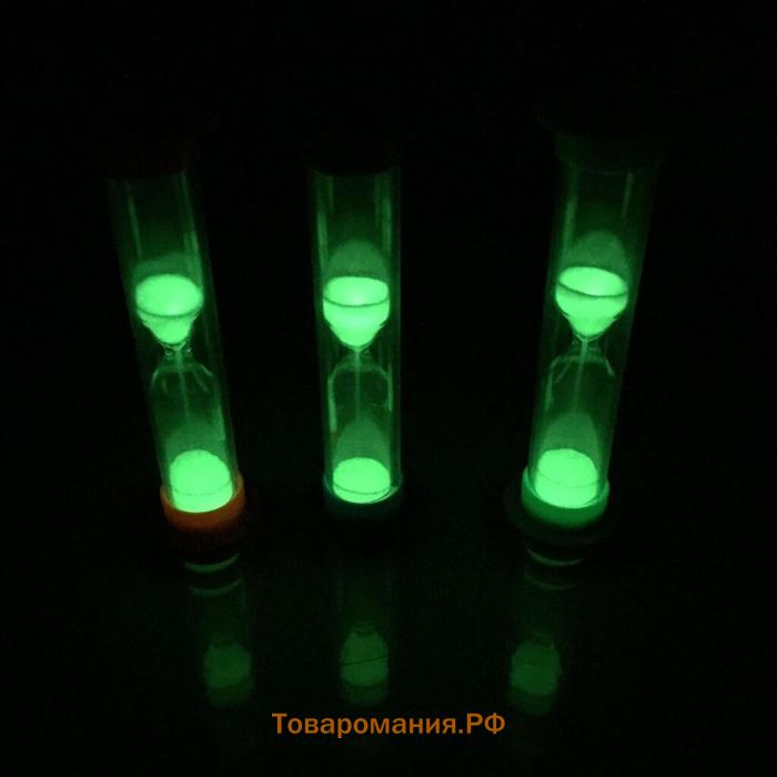 Песочные часы, на 1 минуту, флуоресцентные, 9 х 2.5 см, зеленые