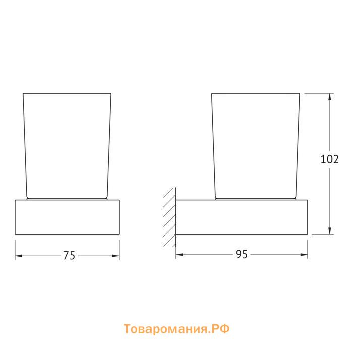 Держатель со стаканом, матовое стекло, хром