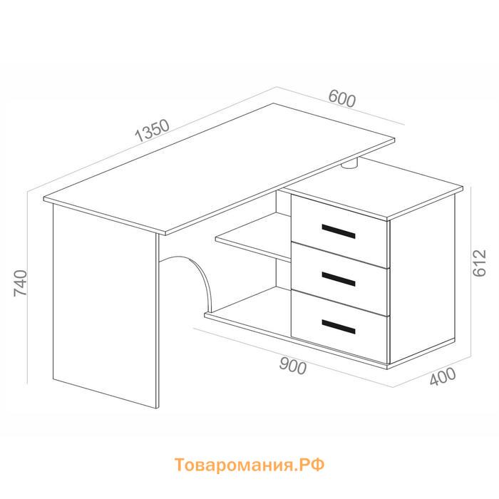 Компьютерный стол «КСТ-09», 1350×935×744 мм, угловой, угол правый, цвет венге