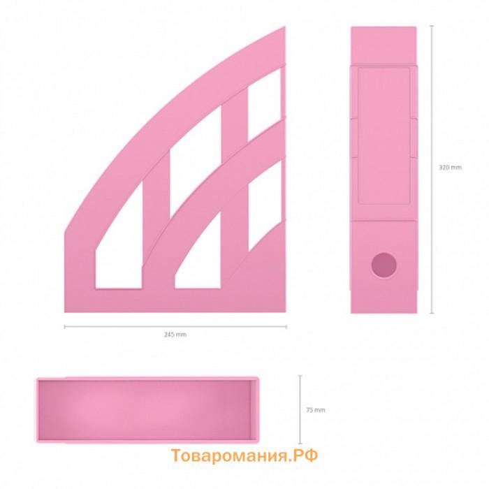 Лоток для бумаг вертикальный 75 мм, ErichKrause Office, Pastel, розовый