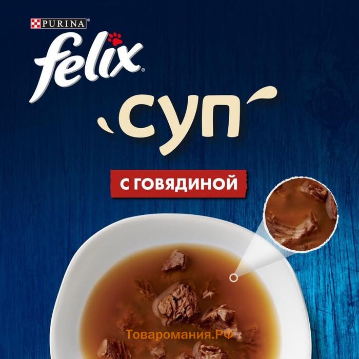 Влажный корм Felix Суп с говядиной, для кошек, 48 г