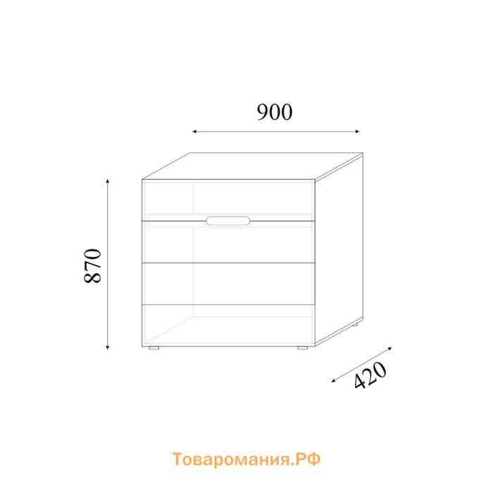 Комод с 4 ящиками Хлоя, 900х870х420, Белый глянец МДФ/ Белый ЛДСП