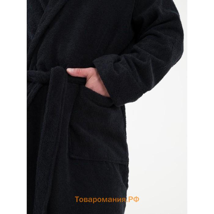 Халат мужской махровый с шалькой, размер 56-58, цвет черный