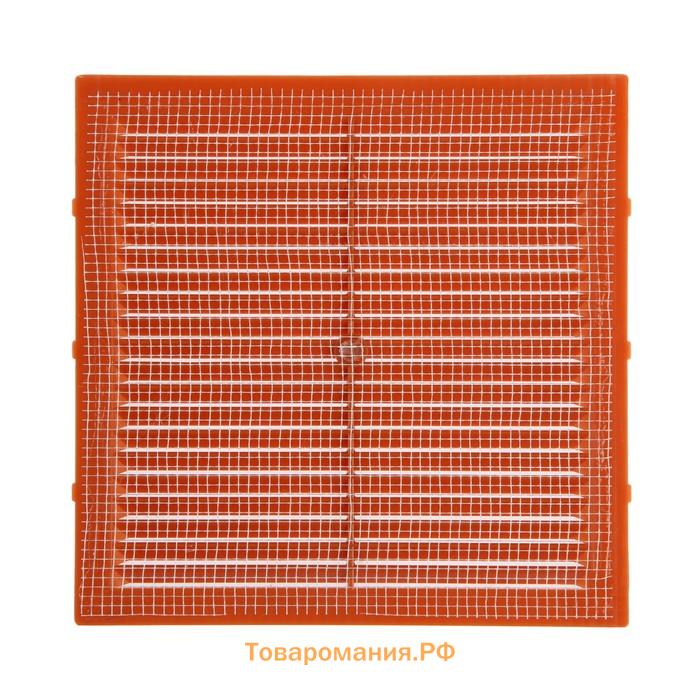 Решетка вентиляционная "КосмоВент" Л194БЖ, 194 х 194 мм, с сеткой, неразъемная, бежевая