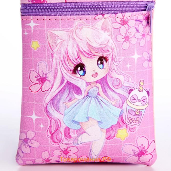 Подарочный набор для девочки Kawaii, сумка, значок, розовый