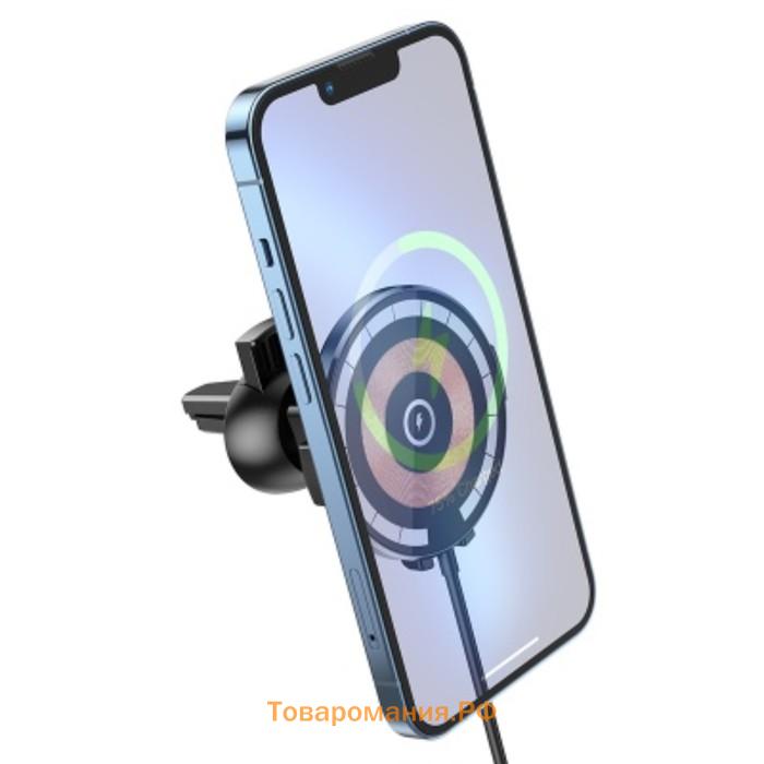 Автомобильное зарядное устройство Hoco CW42, беспроводное, магнитное, PD, USB, 2 А,1м,чёрный
