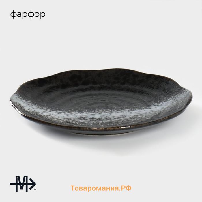 Тарелка Magistro «Ночной дождь», 17,7×2,2 см, фарфор, чёрная