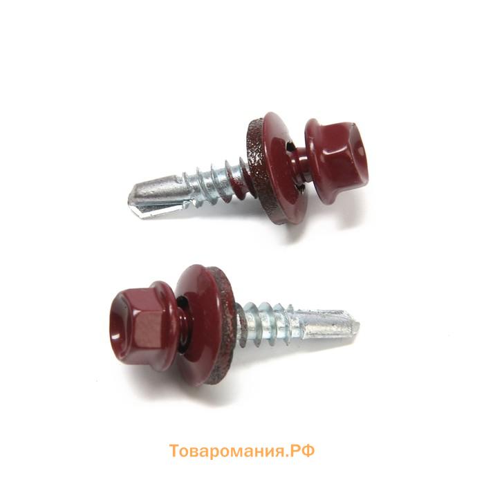 Саморезы кровельные 5.5×25 мм, RAL3005 бордовый, 200 шт.