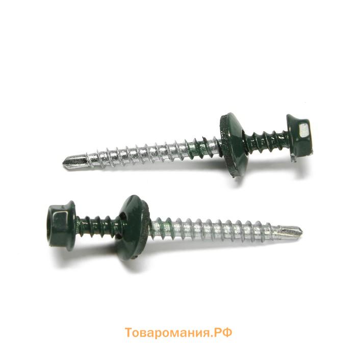 Саморезы кровельные 4.8×50 мм, RAL6005 зеленый, 150 шт.