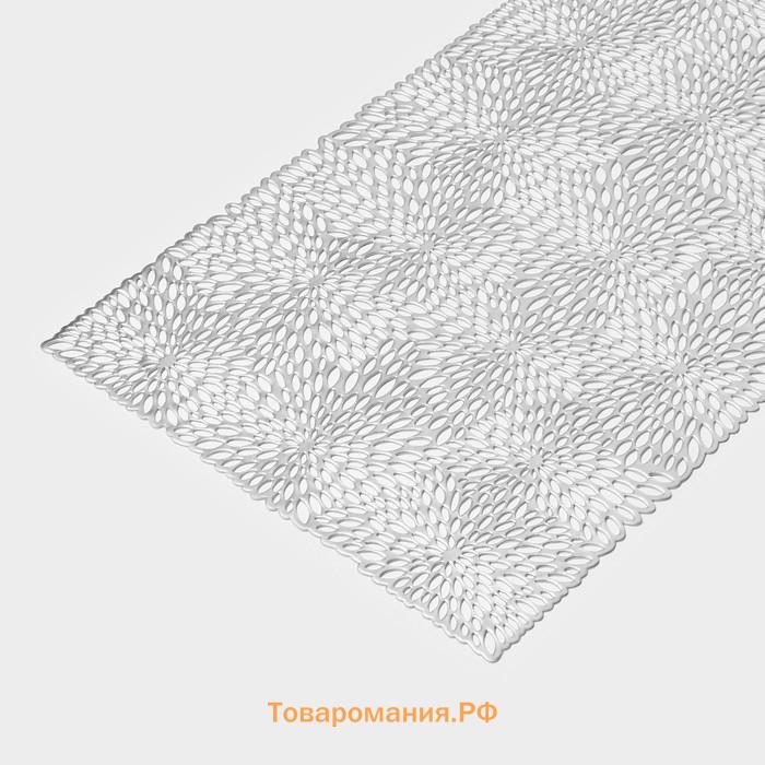 Дорожка на стол  «Астры», 89×35 см, серебряная
