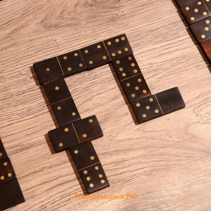 Игра настольная «Домино», в шкатулке, 22×8.5×6.5 см, манговое дерево