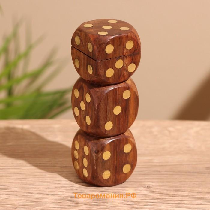 Кубики игральные в шкатулке, 12×4×4 см, дерево шишам