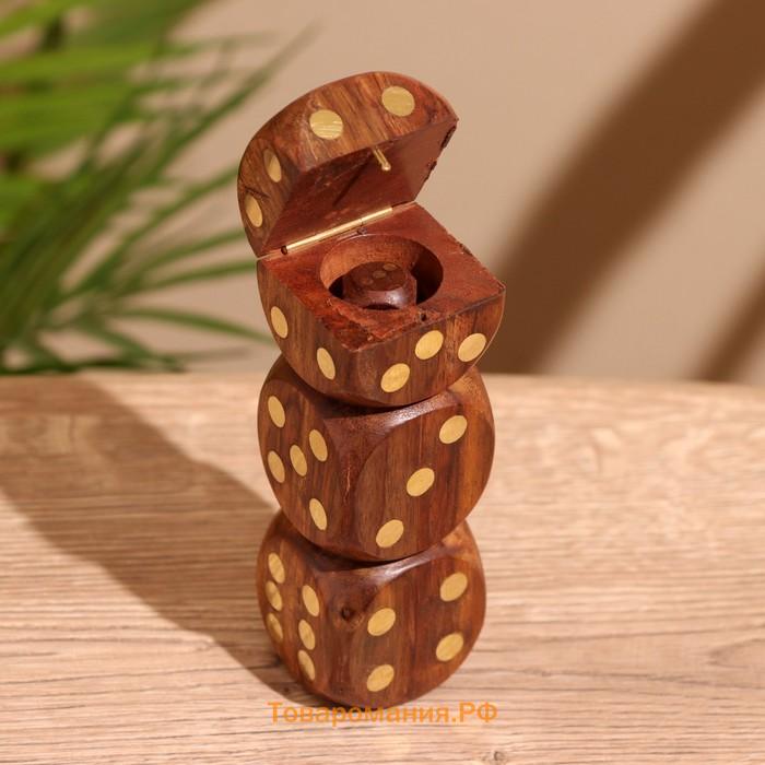Кубики игральные в шкатулке, 12×4×4 см, дерево шишам