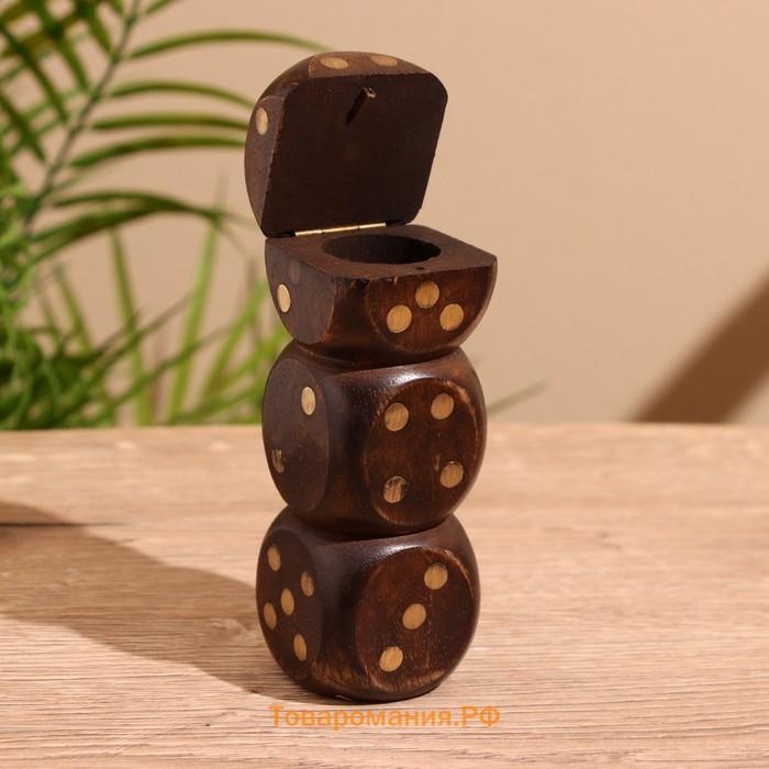 Кубики игральные в шкатулке, 12×4×4 см, дерево шишам