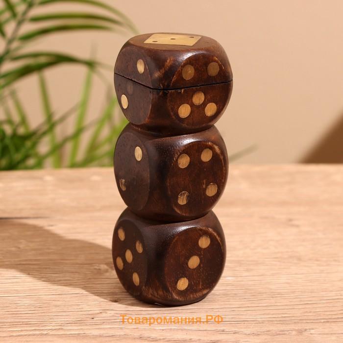Кубики игральные в шкатулке, 12×4×4 см, дерево шишам