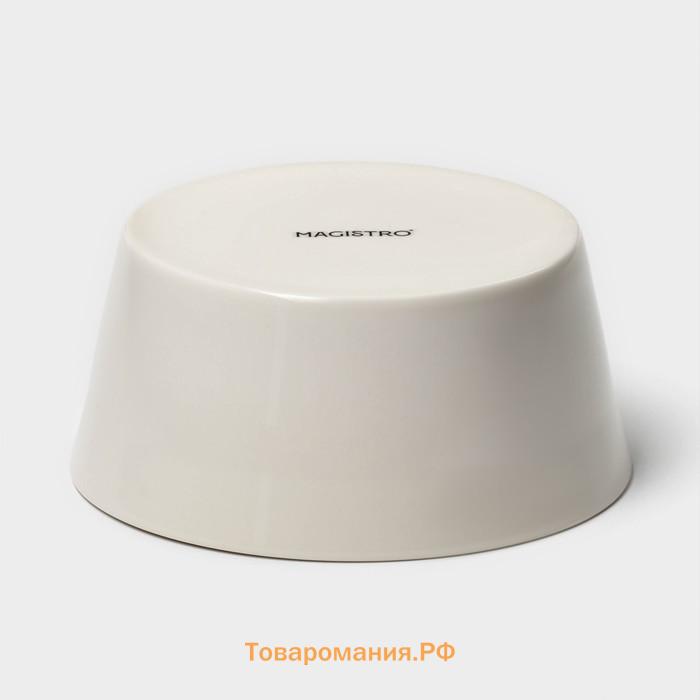 Салатники Magistro Whitewarm, 380/700/1,2 л, d=12/16/20,5 см, набор 3 шт, фарфор, белые