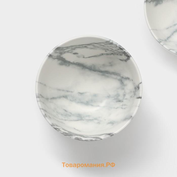 Салатники Magistro Real Marble, 380 мл, 11,6×6,5 см, набор 2 шт, фарфор, белые