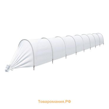 Парник прошитый, длина 8 м, 9 дуг из пластика, дуга L=2 м, d=20 мм, спанбонд 35 г/м², «Ленивый», с колышками и зажимами