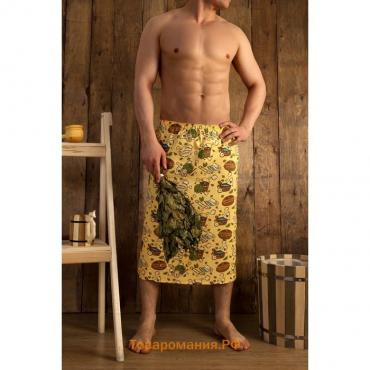 Полотенце для бани "С легким паром" муж. килт, 75х150 см, хлопок, вафельное полотно