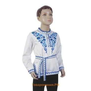 Русская народная рубаха «Гжель», атлас, белая, р. 30, рост 110–116 см