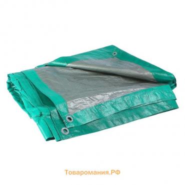 Тент защитный, 5×3 м, плотность 120 г/м², УФ, люверсы шаг 1 м, зелёный/серебристый