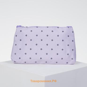 Косметичка-пенал на молнии простая, маленькая, с рисунком «Корона», сиреневая