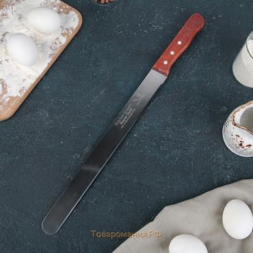 Нож для бисквита ровный край KONFINETTA, длина лезвия 30 см, деревянная ручка