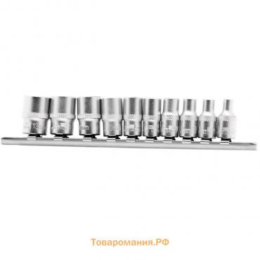 Набор торцевых головок STELS 13606, 1/4", двенадцатигранные, CrV, 4-13 мм, 10 шт.