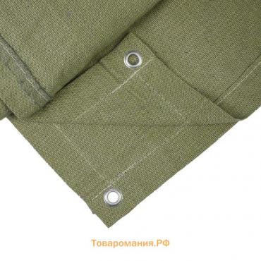 Брезент огнеупорный, 3×2 м, плотность 400 г/м², люверсы шаг 1 м, хаки