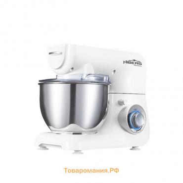 Миксер Hiberg MP 1040 W, планетарный, 1000 Вт, 4 л, 6 режимов, белый