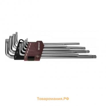 Набор ключей торцевых Thorvik 53160, TORX, удлиненных, с штифтом, Т10H-T50H, 9 предметов