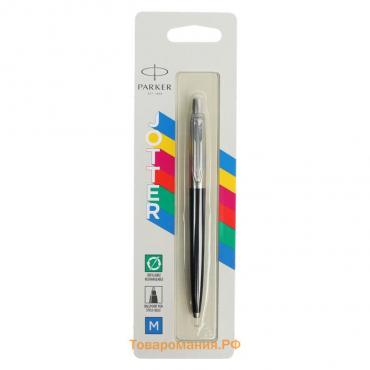 Ручка шариковая Parker Jotter Plastic K60, CT, M, 1.0 мм, корпус пластик/ нержавеющая сталь, чёрный, синие чернила